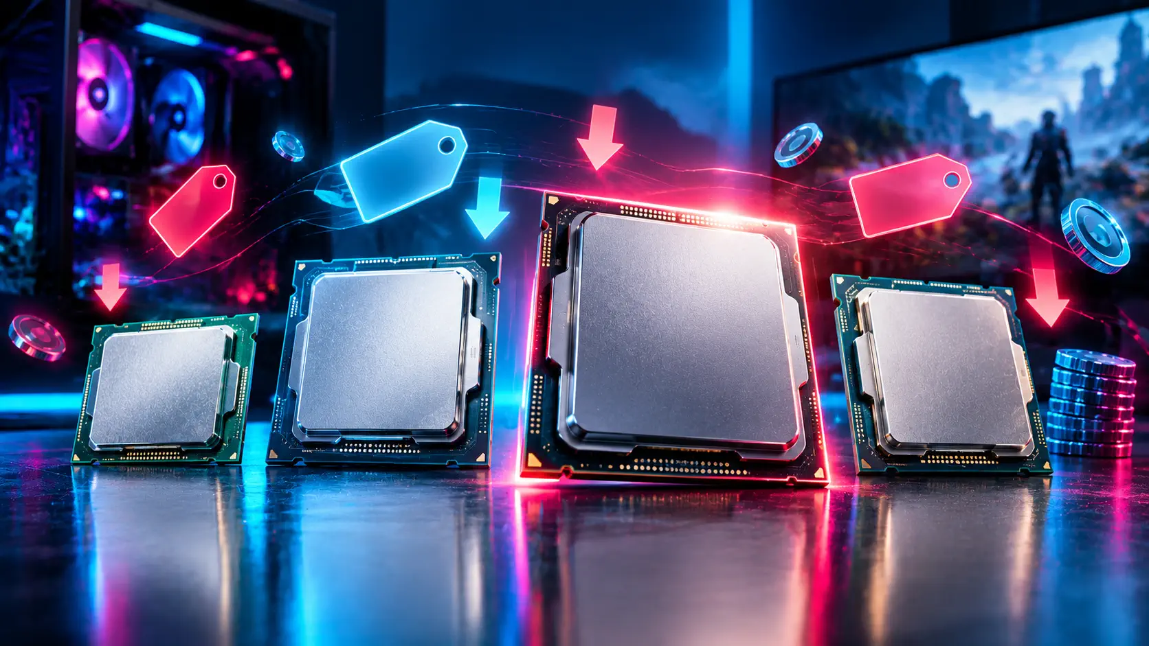 AMD and Intel gaming CPUs on a discount deals background