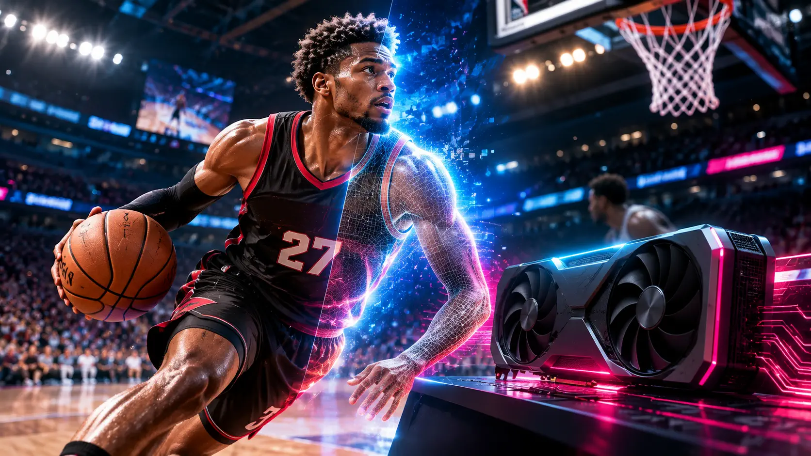 DLSS 5 launch in NBA 2K27 key art